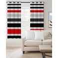 thumbnail image 2 of Red Black Stripe Blackout Curtains, Light Blocking Print Window Curtains, Modern Abstract Coarse Striped Thermal Insulated Window Drapes for Living Room Kitchen Cafe 2 Panels, 84"W x 63"L, 2 of 9