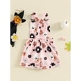 thumbnail image 4 of Halloween Toddler Girls Overalls Clothes Flower Ghost/Pumpkin Suspender Pants Baby Sleeveless Shortall Romper Jumpsuit, 4 of 8