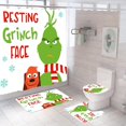 thumbnail image 1 of Stole - Juego de 4 cortinas de ducha navideñas de 71.7 x 71.7 in con alfombrilla antideslizante, tapa de inodoro y alfombrilla de baño, decoración de baño navideña de invierno BRI  Rojo Verde, 1 of 5