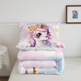 thumbnail image 5 of Unicorn Full Size Comforter Sets 3 Pieces Pink Unicorn Rainbow Bedding Teens with 2 Pillowcases All-Season, 5 of 7