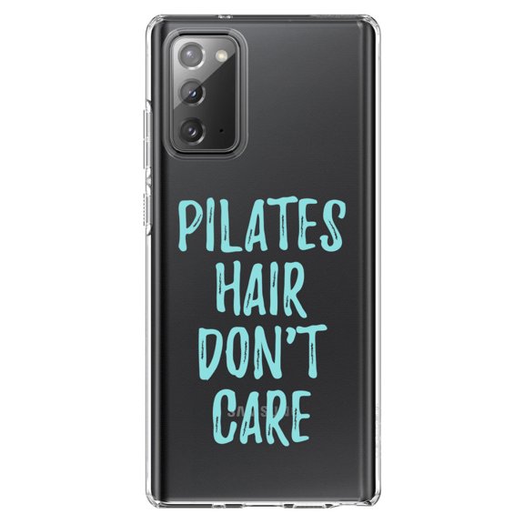 DistinctInk Clear Shockproof Hybrid Case for Samsung Galaxy Note 20 (6.7" Screen) - TPU Bumper Acrylic Back Tempered Glass Screen Protector - Pilates Hair Don't Care