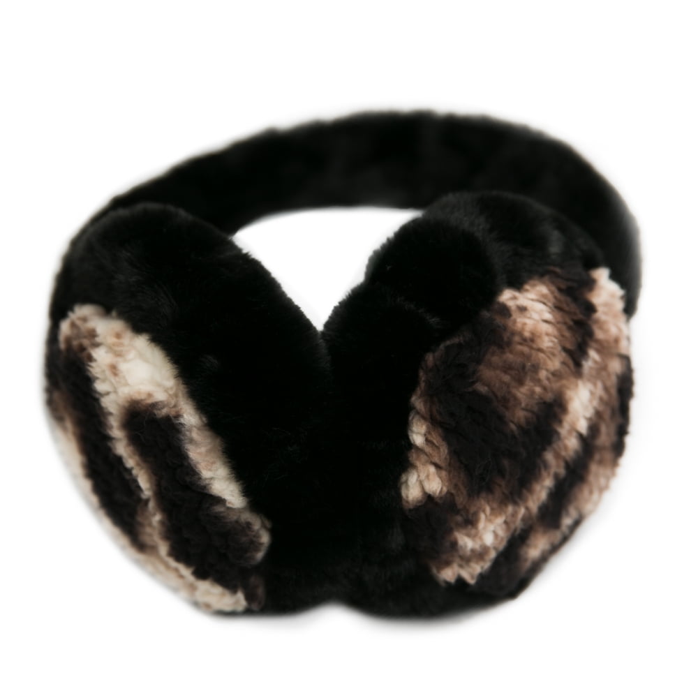 Top It Off Leopard Print Sherpa Fleece Faux Fur Earmuffs, Camel Leo