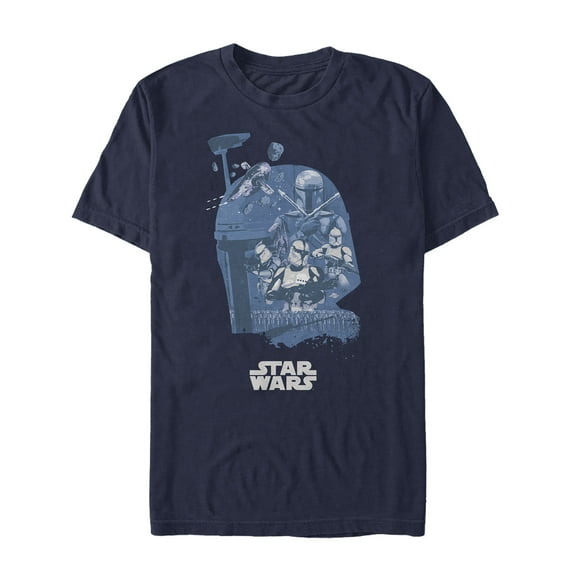 Men's Star Wars Unifying Boba Fett Collage  Graphic Tee Navy Blue Small