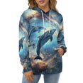 thumbnail image 3 of Dolphins in Space Regular Fit Hoodie, Sporty Pullover Hooded Sweatshirt for Men Women S, 3 of 6