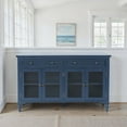thumbnail image 4 of Jofran 58" Glass Door Sideboard Cabinet–Cottage Transitional Buffet, Adjustable Shelves, 4 of 11