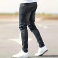 thumbnail image 6 of Yifymode Men's Slim Fit Skinny Jeans Distressed Moto Biker Denim Pants Hip Hop Stretch Straight Leg Flex Waist,Black XL, 6 of 6