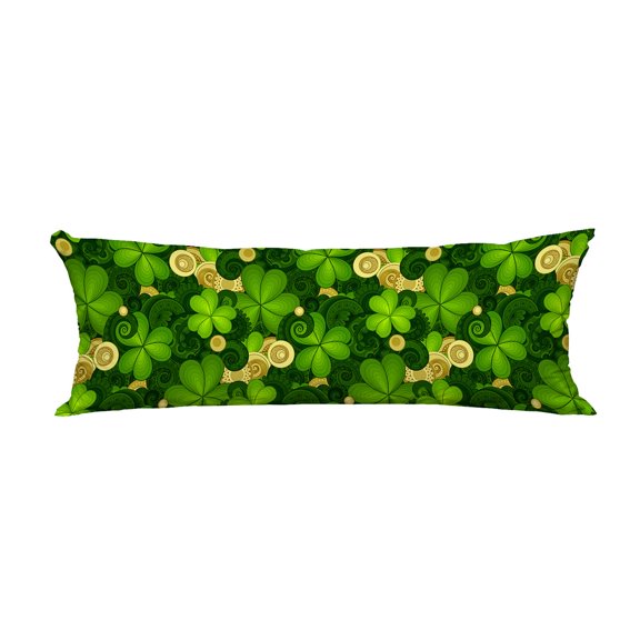 PKQWTM Floral Clover Gold Coins Holiday Long Body Pillow Case Cover Pillow Cushion Size 20x60 Inches