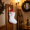 thumbnail image 5 of Knitted Christmas Stockings with Initials, 6.3''x7.8'' White Custom Embroidery Christmas Stockings with Letter, Personalized Xmas Decoration for Holiday Family Party - V, 5 of 6