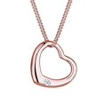 thumbnail image 1 of Collar de mujer con colgante de corazón clásico con diamante (0,03 ct) en plata de ley 925 esquí esquí Gafas de esquí, 1 of 1