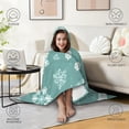 thumbnail image 4 of Wearable Blanket,Turquoise Christmas Snowflake Pattern Hooded Wearable Sherpa Blanket for Adults & Teens,Winter Poncho Shawl Wrap Cape Thick Warm,50"x60", 4 of 5