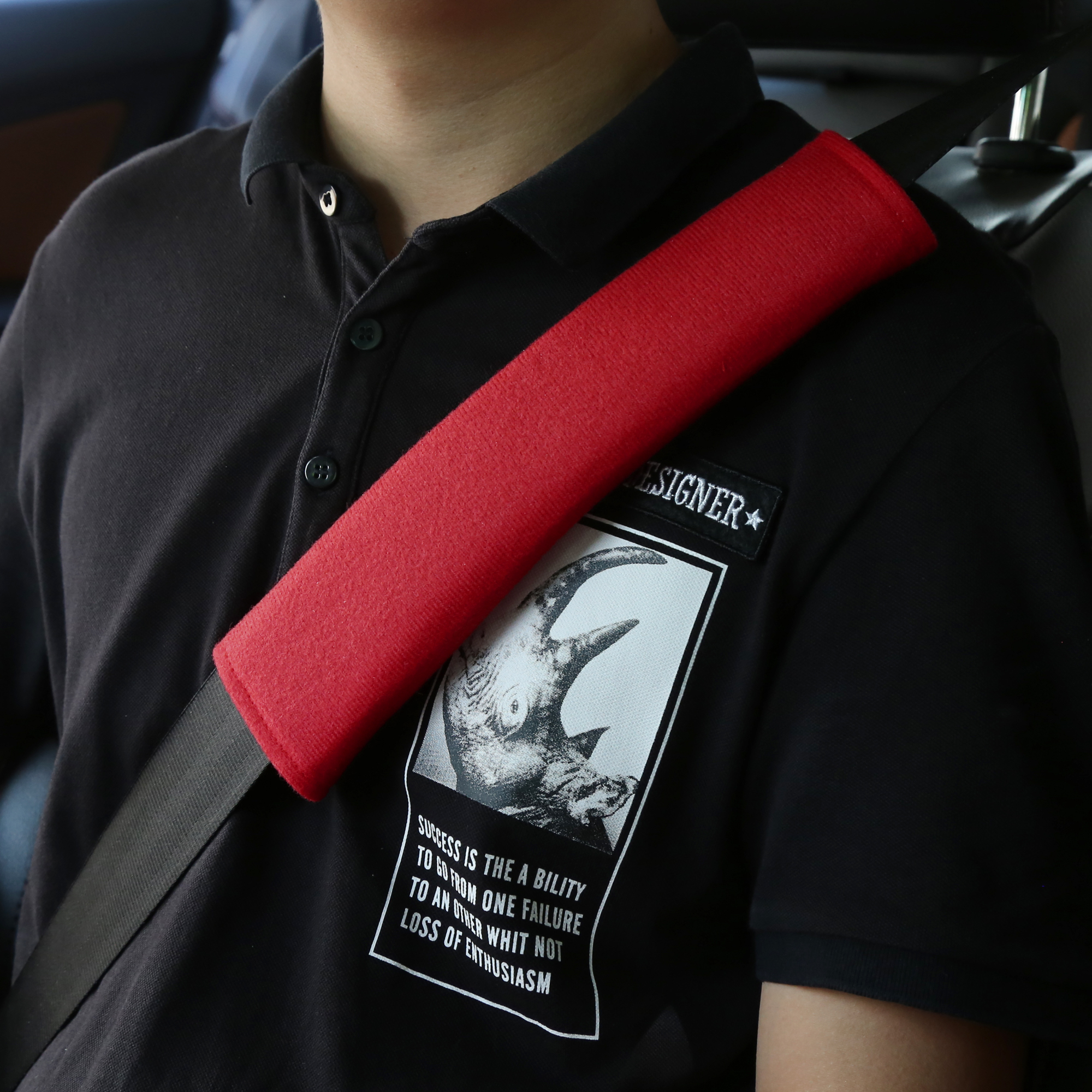 Red Car Seat Belt Cover Strap Pad Shoulder Comfort Cushion Car Accessories  23CM