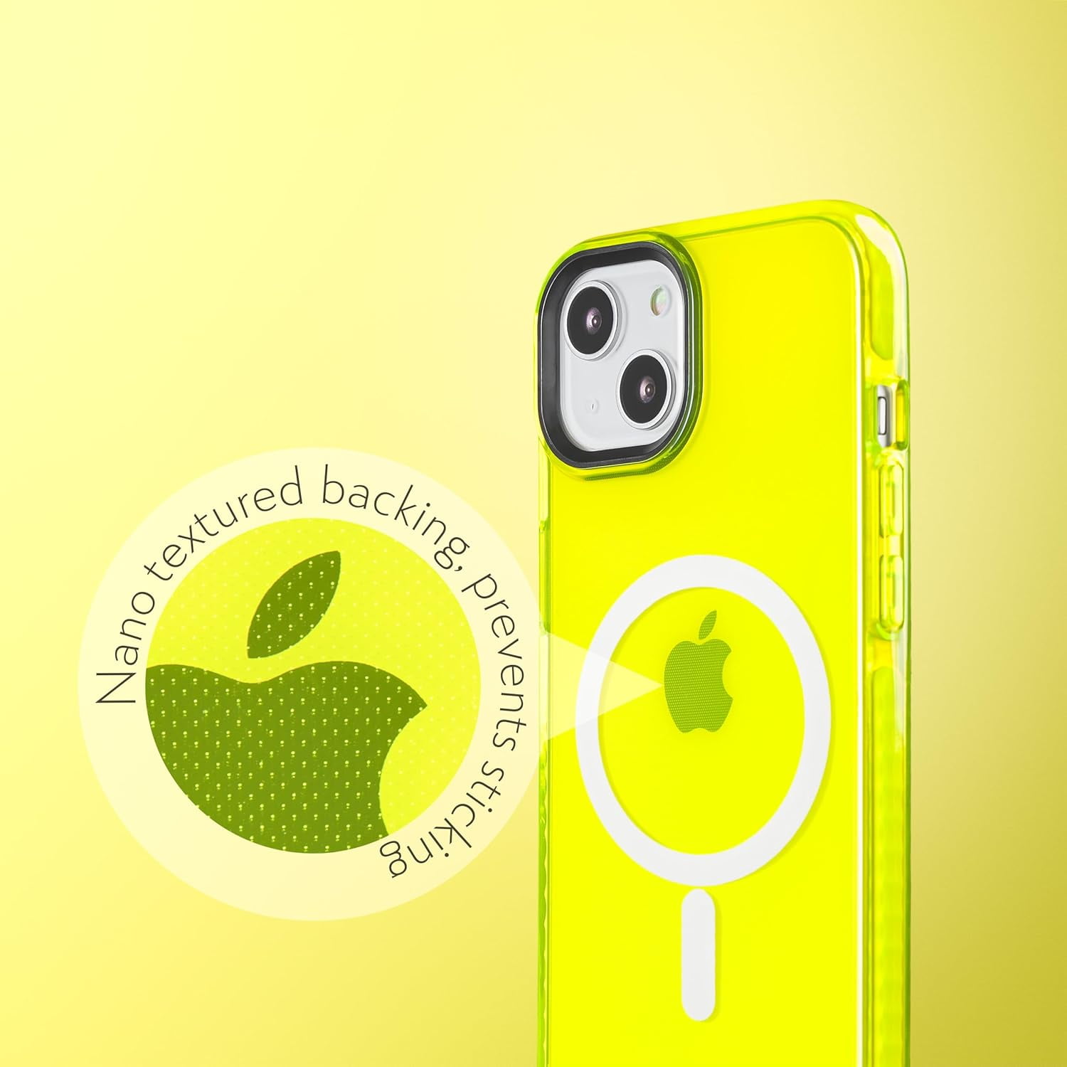 SteepLab Barrier MS Case for iPhone 15 - Compatible with MagSafe - Impact Absorbing Case with Strong Magnets - 360 Protection and Raised Bezel (Hi-Energy Neon Yellow)