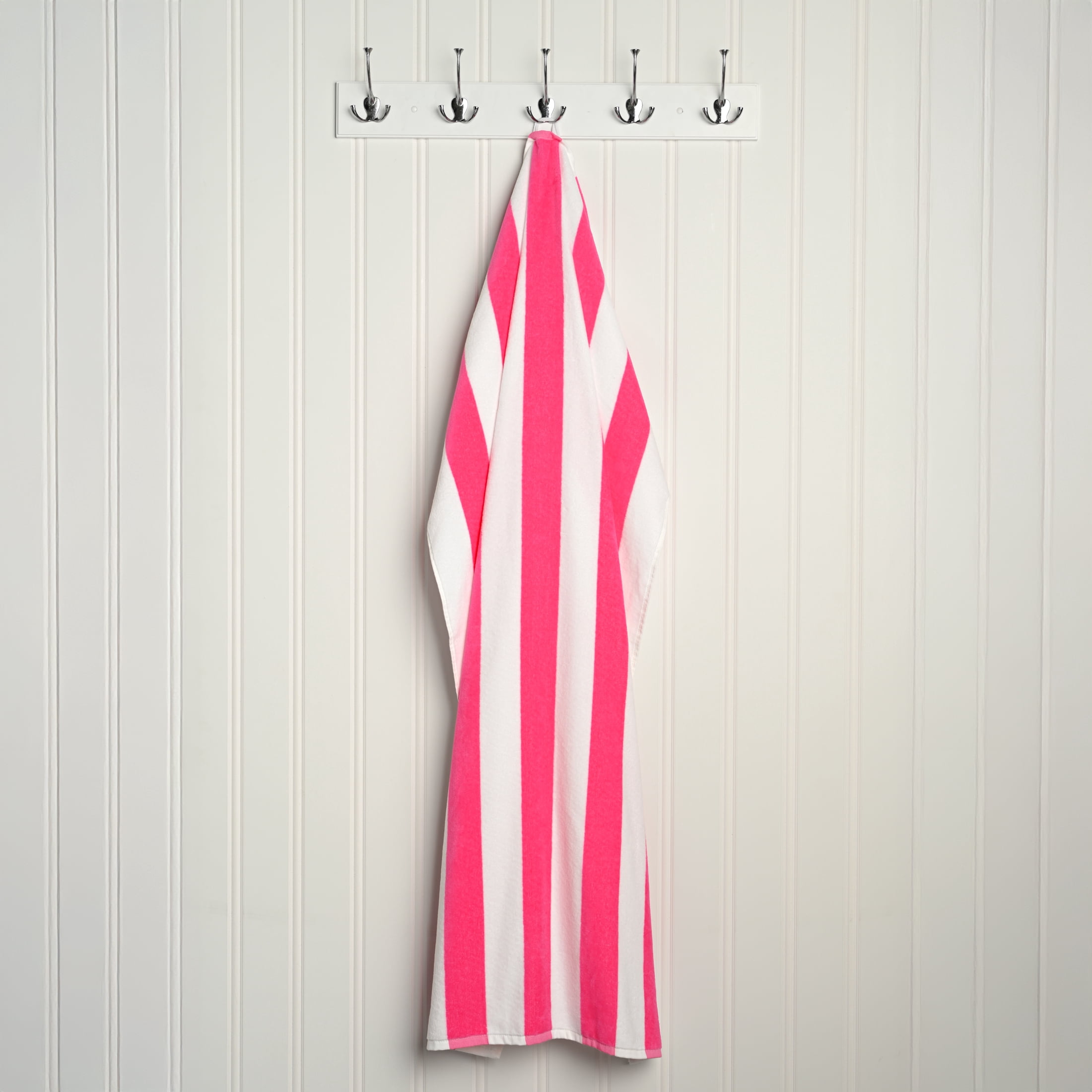 Mainstays Cabana Stripe Beach Towels, 4 Pack, 58 in x 28 in, Pink