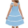 thumbnail image 6 of DISKEBUISS Children's Sleeveless Dress Solid Color Wave Stripe Strap Dresses Casual Summer Everyday & Beach Vacation, 6 of 8