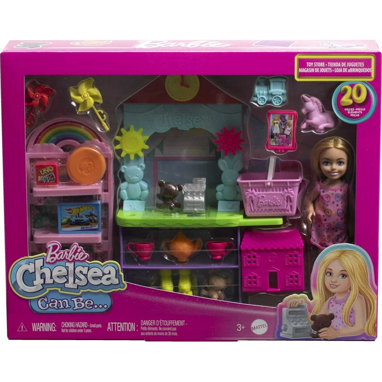 Barbie Chelsea Can Be Toy Store Playset with Small Blonde Doll, Shop  Furniture & 15 Accessories 