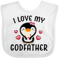 thumbnail image 3 of Inktastic I Love My Godfather with Cute Penguin and Hearts Girls Baby Bib, 3 of 4
