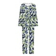 thumbnail image 5 of Puntoco Conjunto de pijama cómodo para mujer, conjunto de pijama con top y pantalones de manga larga con cuello redondo y estampado informal a la moda para mujer, 5 of 5