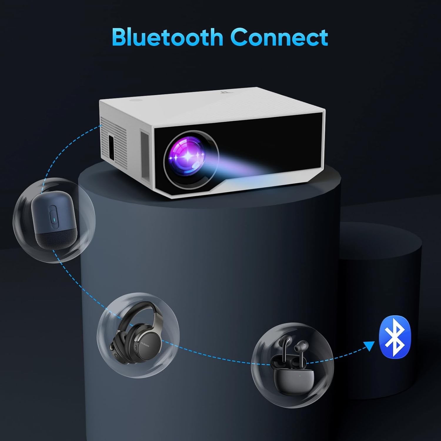 Kanstar C06P Mini Projector, Native 1080P Full HD Outdoor Movie Projector with WiFi and Bluetooth