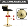 thumbnail image 2 of Velvet Swivel Bar Stools Set of 2 High Back Adjustable Bar Chairs with Golden Footrest for Kitchen Counter Square Island, Black, 2 of 5