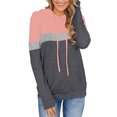 thumbnail image 2 of Sudadera con capucha para mujer, Top informal, sudadera con cordón de 3 colores, fibra de poliéster para otoño, rosa, gris oscuro, M, 2 of 5