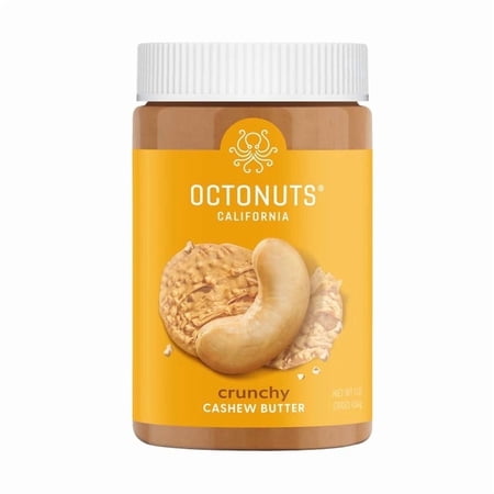 Octonuts Crunchy Cashew Butter – 16 oz Single Ingredient Dry-Roasted Cashews Gluten Free Vegan Non-GMO Nut Butter No Sugar No Salt Peanut-Free Facility Paleo friendly & Keto Friendly