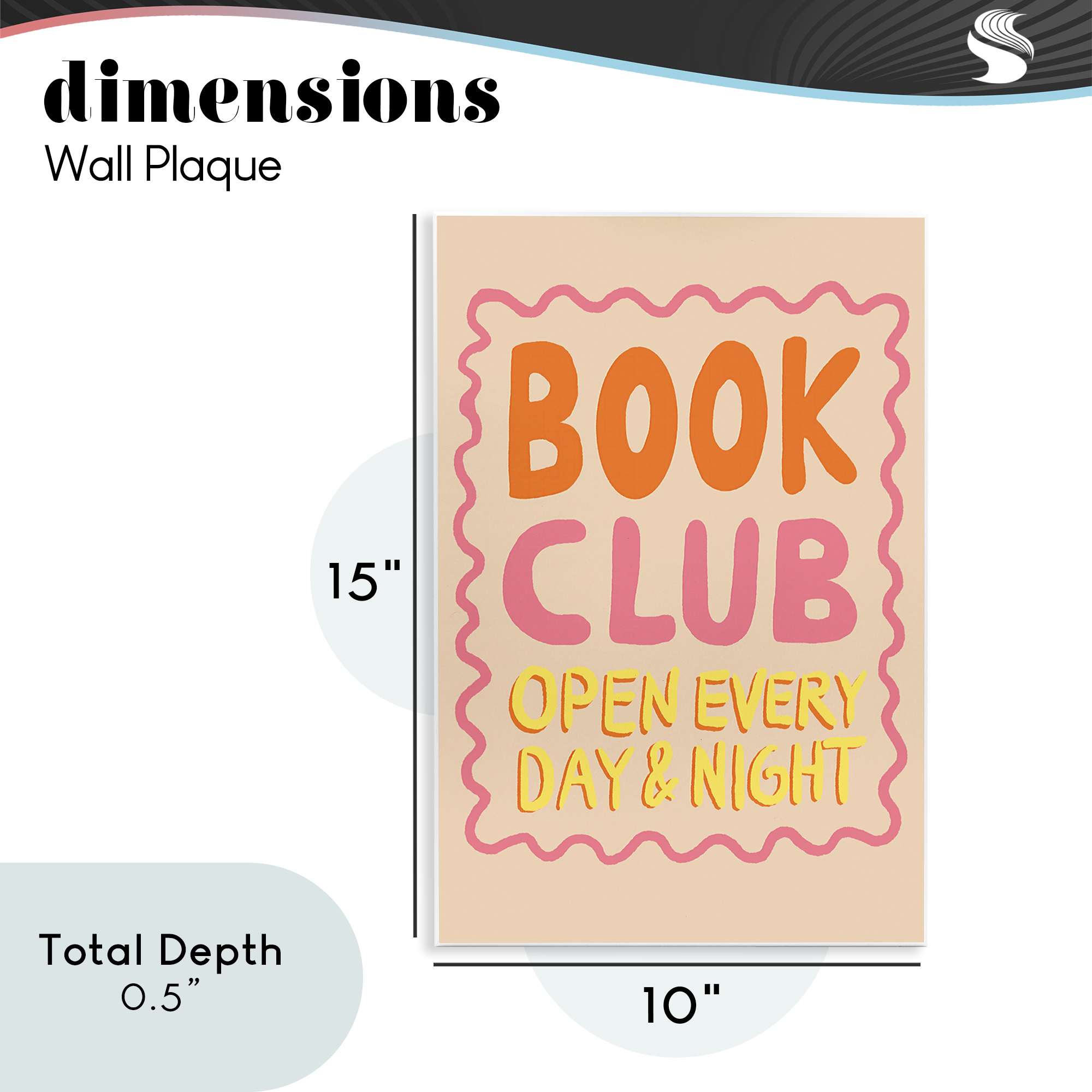 Book Club Day & Night Wall Plaque Art, design by Florentina Dolci