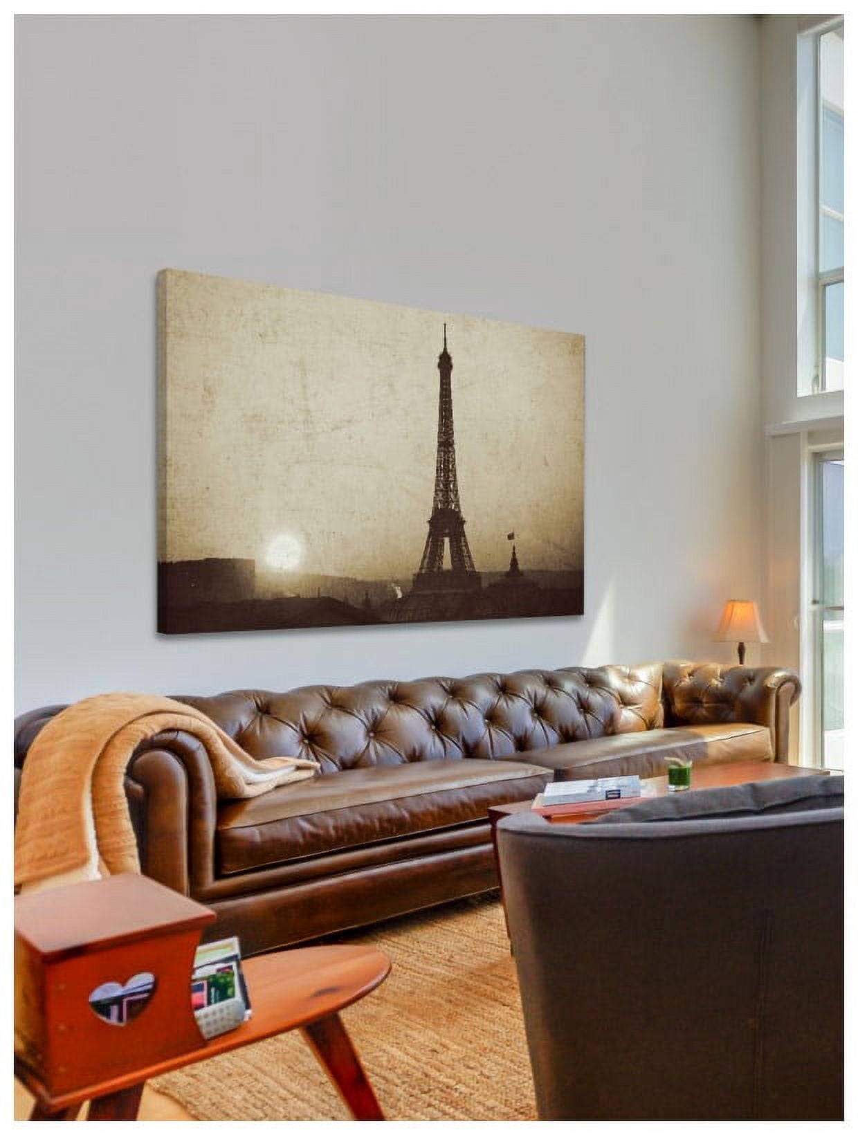 "Eiffel Tower and Setting Sun" Painting Print on Wrapped Canvas