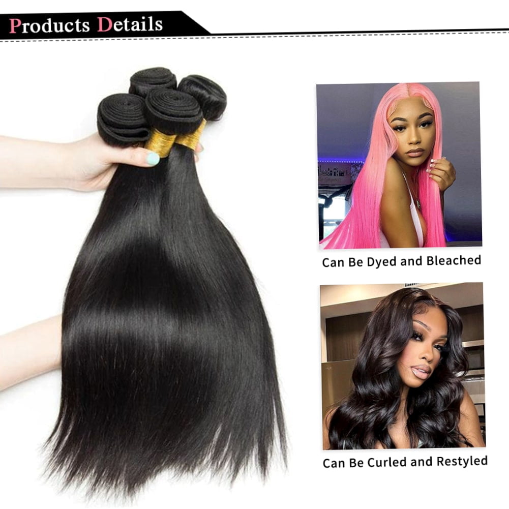 Typpkmm Raw Virgin Unprocessed Straight Bundles Human Hair 3/ Human Hair Brazilian Straight Human Hair Bundles Extensions 6 Pcs