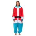 thumbnail image 5 of Sesame Street Adult Santa Cookie Monster Hooded Costume Fleece Pajama Kigurumi Union Suit, 5 of 7
