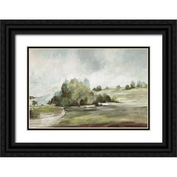 Pearce, Allison 14x11 Black Ornate Wood Framed with Double Matting Museum Art Print Titled - Green Country Road