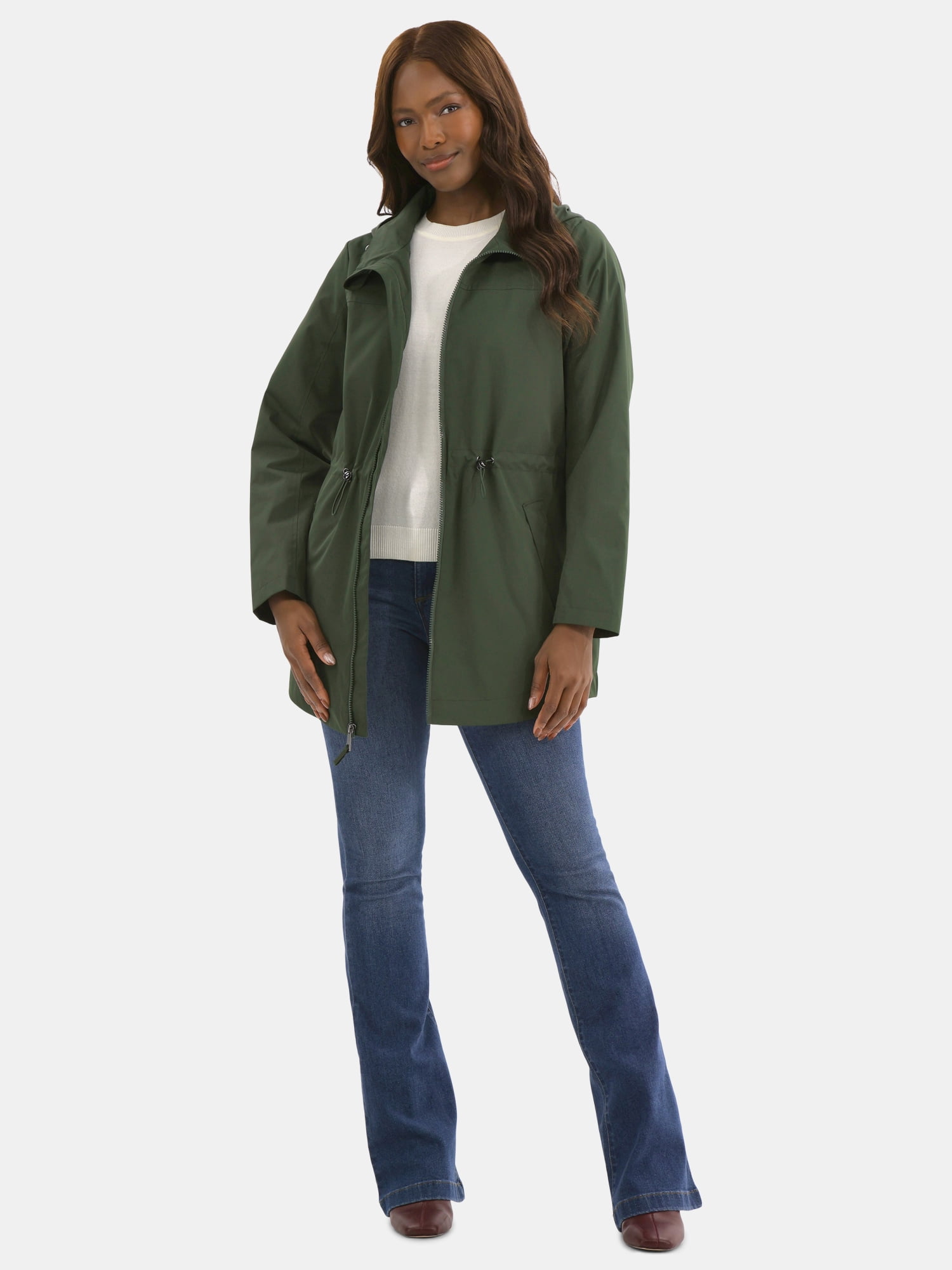 Time and Tru Women's Lightweight Anorak Jacket with Hood, Sizes XS-2X
