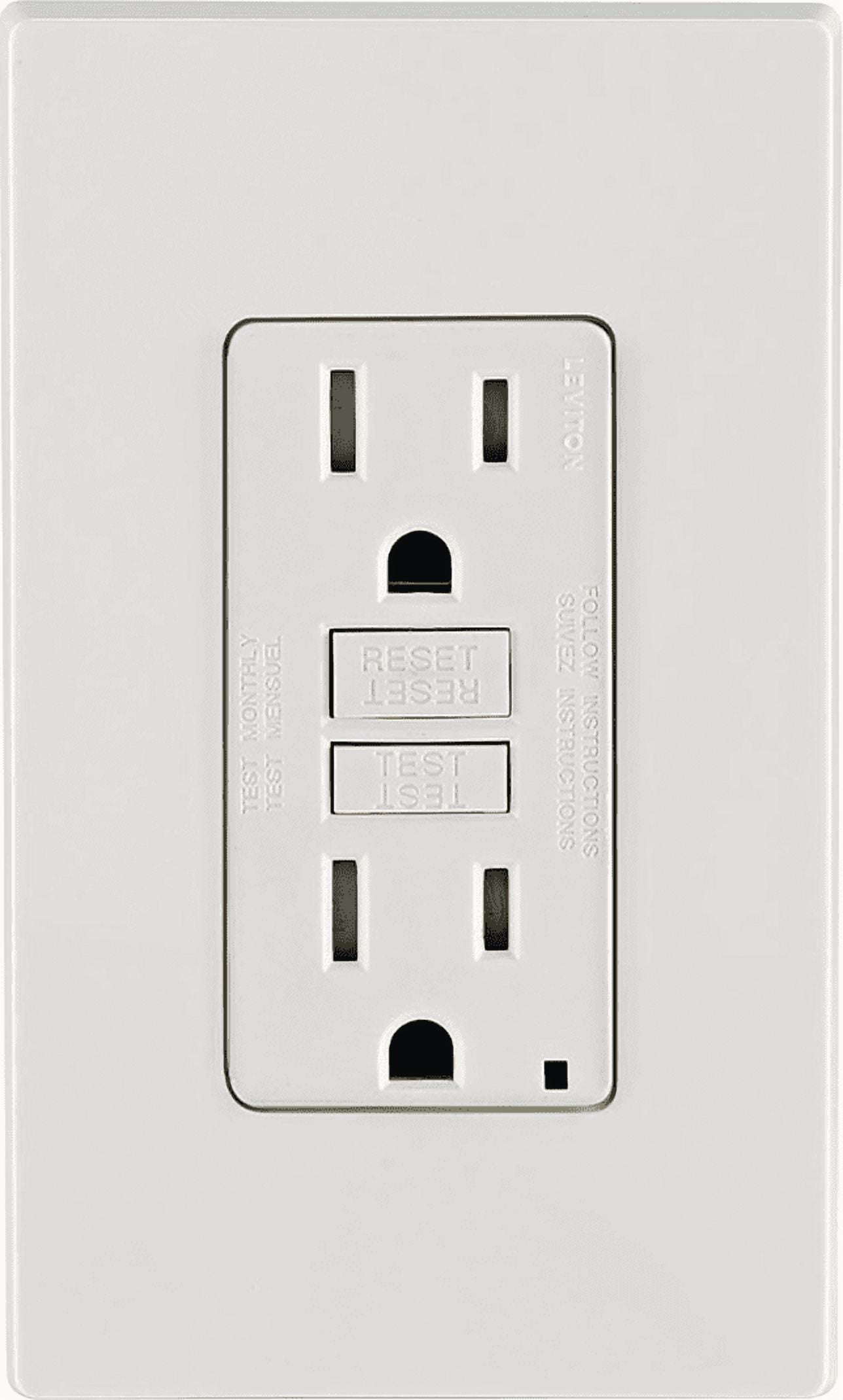 Leviton GFCI Receptacle in White — UL Listed for US Residential Electrical Code Compliance, Drop-in NEC-Standard Wiring