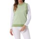 thumbnail image 1 of Suéter sin mangas de cuello redondo de cuadros houndstooth de INSPIRE CHIC para mujer, color verde M, 1 of 5