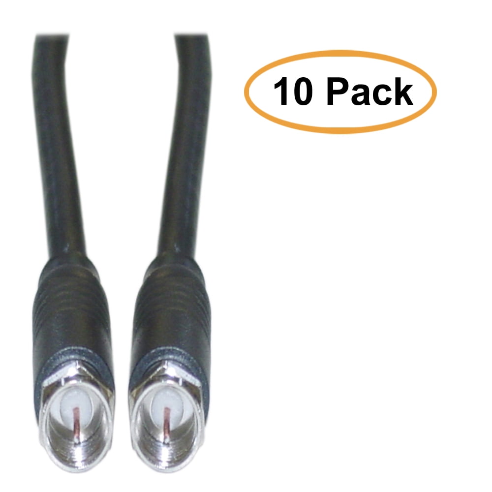 C&E Fpin RG6 Coaxial Cable, Black, Fpin Male, UL rated, 6 Feet, 10