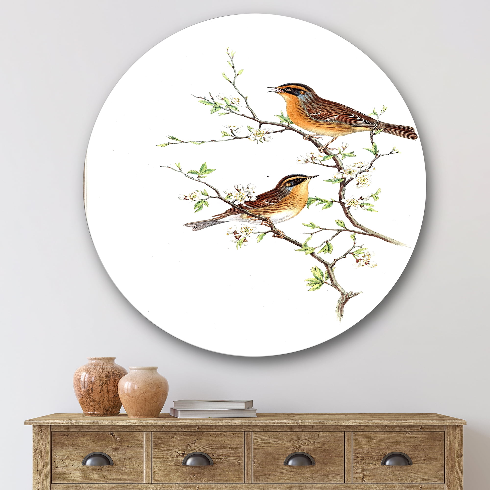 Designart 'Ancient Mammals II' Farmhouse Circle Metal Wall Art 29x29 - Disc of 29