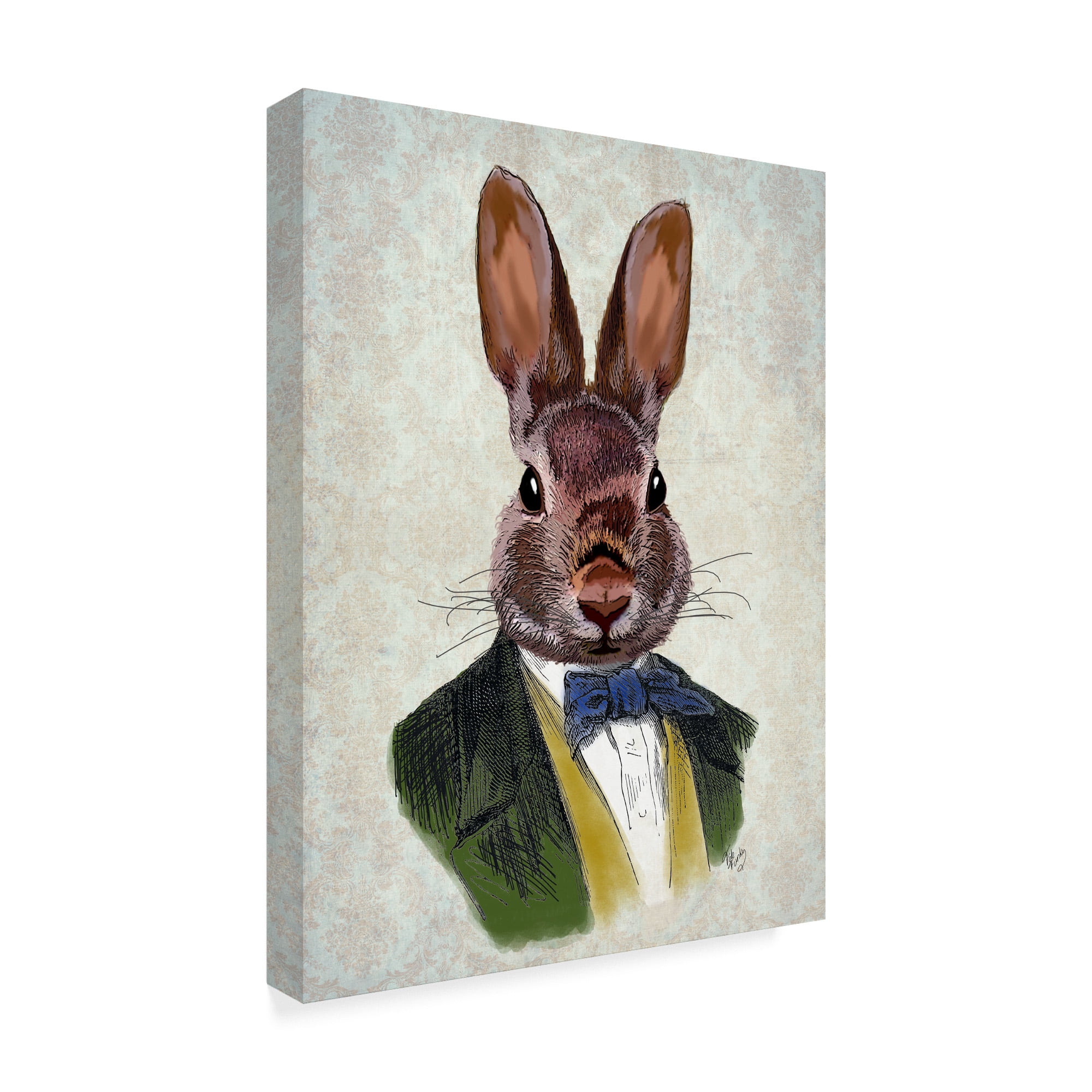 Trademark Fine Art 'Rabbit in Green Jacket' Canvas Art by Fab Funky
