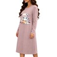 thumbnail image 5 of Taqqpue Womens Halloween Cotton Nightgown Long Sleeves Round Neck Sleepshirt Print Nightshirt Casual Plus Size Knee Length Sleep Dress Pullover Halloween Pumpkin Printed Sleep Shirt for Women, 5 of 6