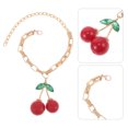 thumbnail image 2 of WORGEOUS Pulsera de cereza roja dulce con hojas verdes, cadena de mano bonita y creativa para cumpleaños, aniversarios, accesorios de joyería navideña, 2 of 8