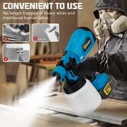 Gisam Cordless HVLP Paint Sprayer 21V MAX, Electric Spray Paint Gun with Adjustable 4 Nozzles & 3 Patterns,1000ML Container & 2PCS 4000mAh Batteries for House Furniture Fence Door Painting
