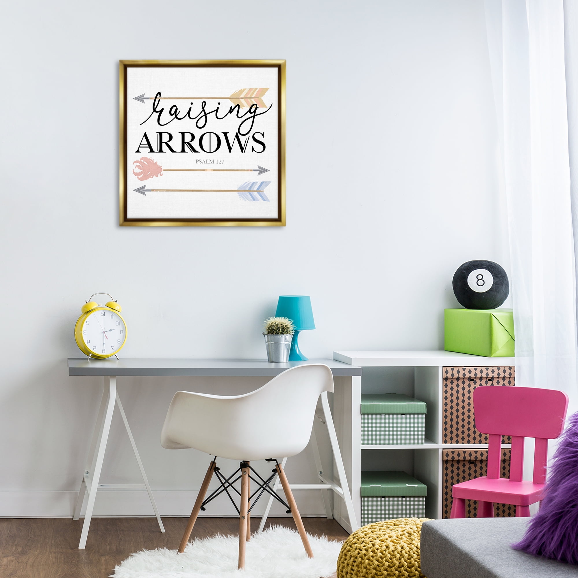 Stupell Industries Spiritual Raising Arrows Religious & Spiritual Painting Gold Floater Framed Canvas Art Print Wall Art, 25 x 25