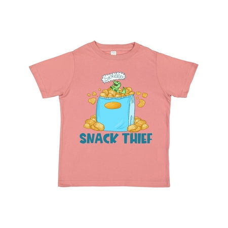 

Inktastic Snack Thief Little Dinosaur in Bag of Chips Gift Toddler Boy or Toddler Girl T-Shirt