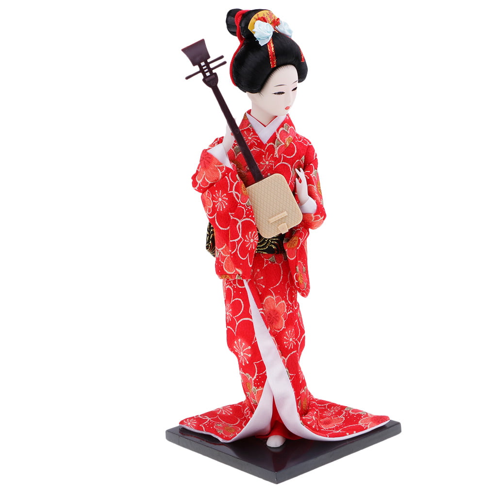 Handicraft Kimono Figure Japanese Standing Geisha Doll Umbrella Ornaments #6 