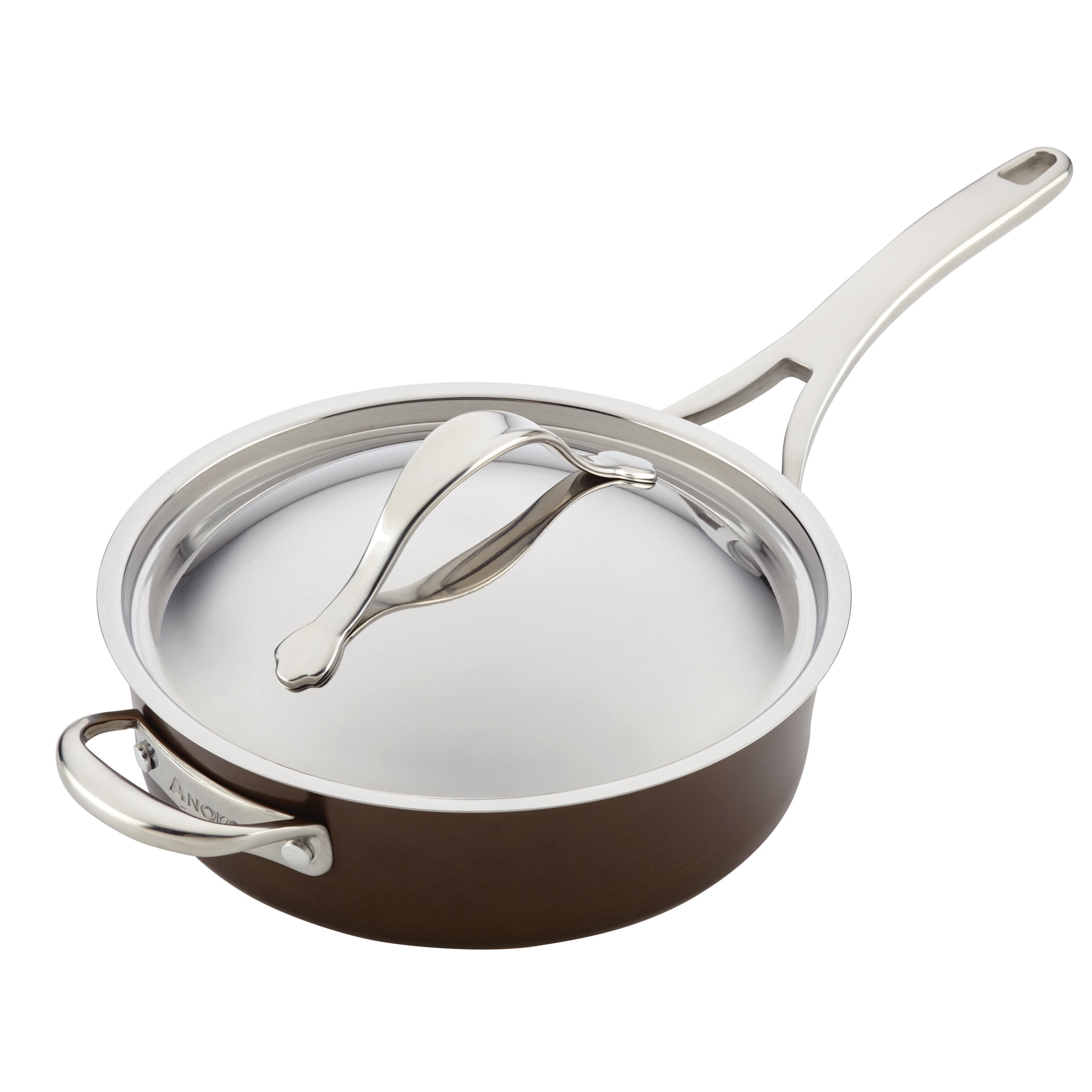 Anolon Nouvelle Copper Luxe 11 Piece Induction Compatible Nonstick Pots and Pans Set, Sable