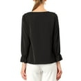 thumbnail image 4 of INSPIRE CHIC Women's Ruffle Blouse Wear-to-Work Elegant V Neck Long Sleeve Dressy Top M Black, 4 of 9