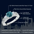 thumbnail image 2 of Gem Stone King 925 Sterling Silver London Blue Topaz and White Moissanite Engagement Ring for Women | 1.57 Cttw | Gemstone Birthstone | Round 6MM and 3MM (Size 7), 2 of 5