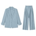 thumbnail image 5 of Gamivast Business 2 Piece Suit Set for Women Casual Notched Lapel Button Blazer Jacket and Wide Leg Trousers Office Professional Work Dress Outfits Light Blue L, 5 of 6