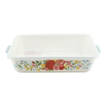 The Pioneer Woman Sweet Rose 12.8 x 8.7 Inch Baker with Lid
