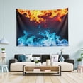 thumbnail image 5 of Red Blue Fire Tapestry Wall Hanging Tapestries Happy Colorful Hippie Psychedelic Art Polyester Carpet Wall Decorative for Living Room Bedroom 80x60inch, 5 of 7