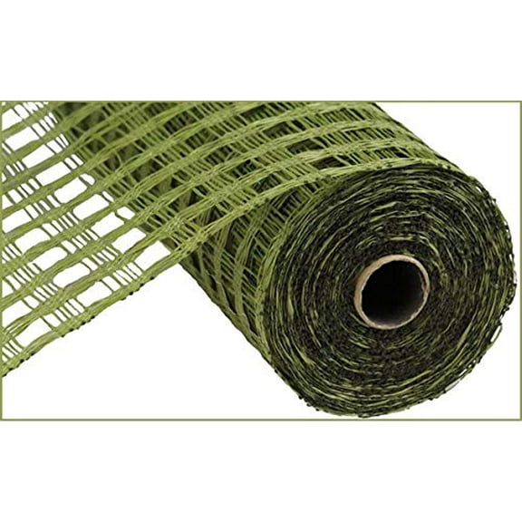 Poly Burlap Check Deco Mesh, 10 Inches x 10 Yards (Olive Green)