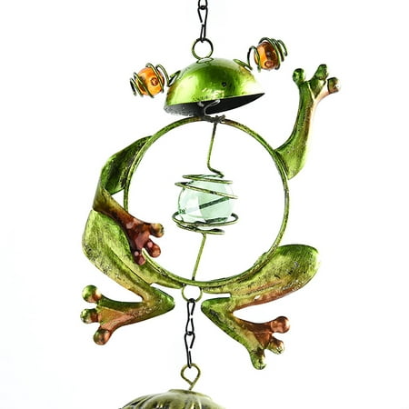 

YUEHAO Hangs Frogs Wind Glass Beads Bell Colorful Chimes Decoration Hanging Cute Pendant Patio or Garden home decor